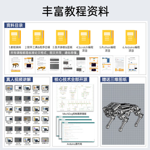 幻尔ESP32四足机器狗MechDog智能AI视觉识别机械狗Python开源Scratch图形化编程机器人兼容Arduino 旗舰版（不含microbit主板） MechDog机器狗