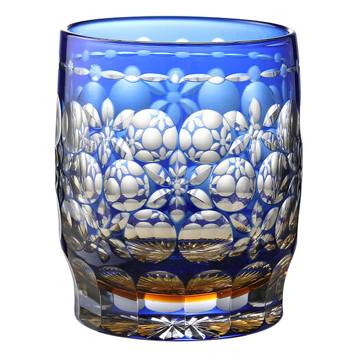 Baichunbao Edo Kiriko K9 starburst cup high-end handmade lead-free crystal cup whiskey foreign cup crystal cup gift 1 amber bottom sapphire blue dot crystal cup