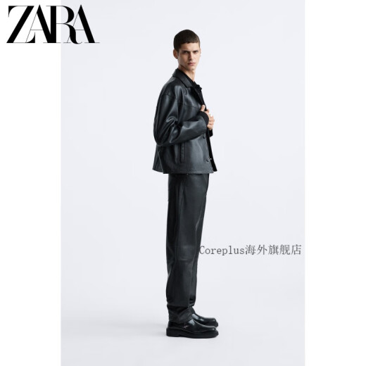 ZARA2023 new winter men's party series black leather leather pants 9953312800 black 38 (175/76A)