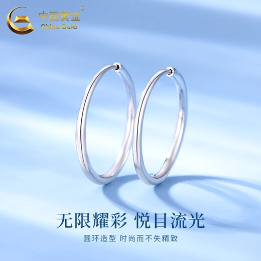 China Gold (CHINA GOLD) PT950 Platinum Aperture Earrings for Women Circle Platinum Earrings Earrings Wedding and Birthday Gifts for Girlfriends and Wife PT950 Platinum Small Aperture Earrings About 1.1g
