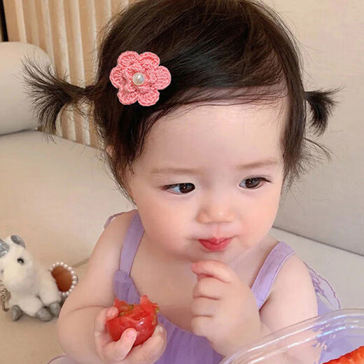 Maimed baby hair clips for girls that do not hurt hair, cute and super cute hair clips for children, infants and toddlers, fetal hair clips, small red flower bow hair clips - 5-piece set in bag