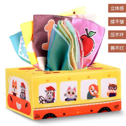 Kamilong Kinderpapierspielzeug 0-1-Jährige frühe Kindheitserziehung Babys unzerbrechliche Tissue-Box-Finger-Übungen grenzüberschreitende Babyspielzeug Elefant Lalale [English Color Box] Hellblau