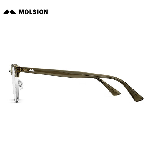 MOLSION陌森眼镜框架肖战同款眉架钛眼镜男女配度数防蓝光MJ6195 B80 银色|透橄榄绿 单镜框