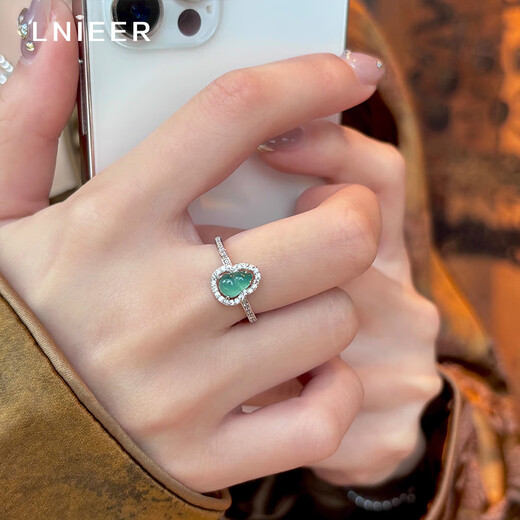 Lnieer925 Silver Blue Water Jade Gourd New Chinese Style National Style Ring Women's Index Finger Ring Adjustable Ring Light Luxury Niche Blue Water Jade Gourd Ring S925 Silver