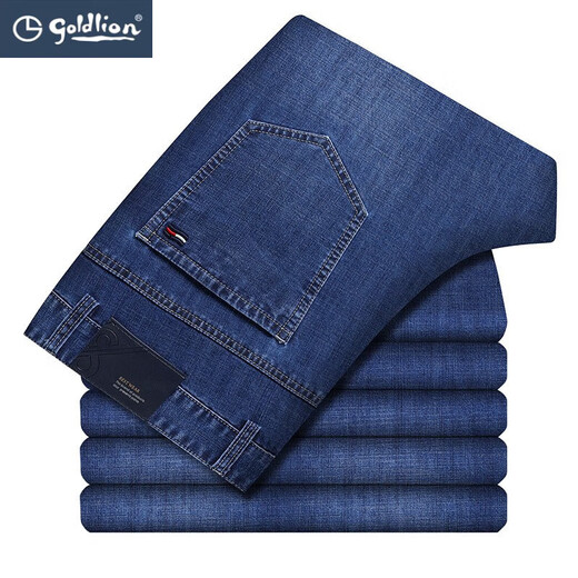 Goldlion 2024 Frühlings- und Sommer-Jeans für Männer für Männer mit mittleren Alters, die hohe Qualität hohe Qualitätshosen dünn B-3882 Zhonglan 30