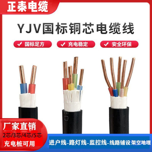 YJV véritable câble spécial de pile de charge standard thaïlandais 2,5 4 6 10 carrés 2/3/4/5 câble gainé ignifuge norme nationale pure test garanti 2 noyaux 10 carrés