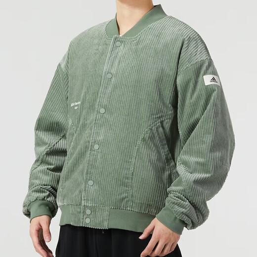 Adidas Jacke Herrenkleidung 2024 Frühling neuer Freizeitjacke Cord und Samt warmes Retro -Baseball -Uniform IQ1389/Inside Velvet s