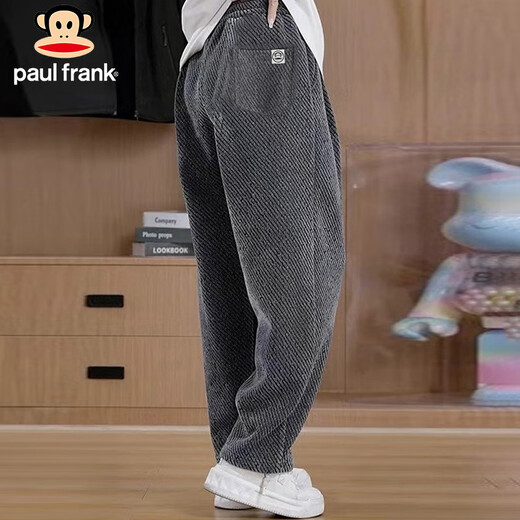 Paul Frank Casual Pants Men's Autumn Chenille Pants Men's Loose Straight Wide Leg Sports Men's Pants Dark Gray XL