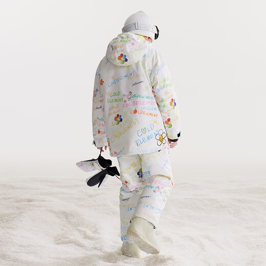 Cold element children's ski clothing for girls and boys waterproof single board and double board winter ski clothing overalls suit hand-painted graffiti + hand-painted graffiti 110cm (110)