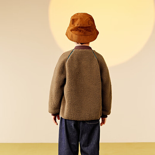 Mini Bara pure electric velvet winter new double-sided velvet coat baby warm thick parent-child coat dark coffee 50941 170 cm