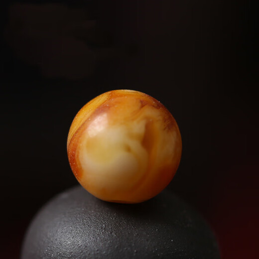 Caihe Natural Backflow Antique Old Beeswax Round Beads Single Beads Loose Beads Top Beads Presbyopia Wax Diamond Star and Moon Bracelet Accessories Diameter 10mm (Discount Price)