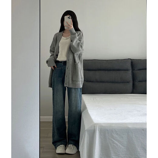 熊司令胖mm大码针织衫宽松开衫毛衣慵懒风复古女秋冬学院外套上衣300斤 黑色9901单件马甲 均码 5xl码200-230斤