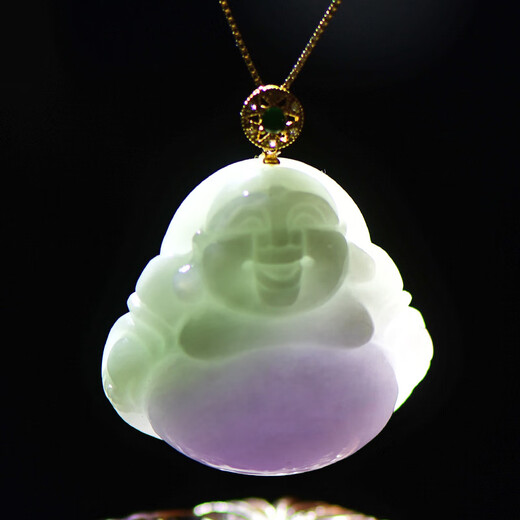 Tausend Jahre Jade, Ice Jade Buddha Anhänger, Damen Hellgrüner Eisfeuchtes Buddha Maitreya Buddha Herzog Jade Anhänger, mit Zertifikat, fünf violett qzb653i