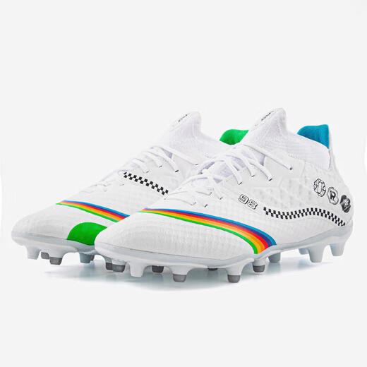 Decathlon (DECATHLON) football shoes men's long spikes knitted mid-top training autumn Frisbee wear-resistant IVO2 low frame FG model limited rainbow competition shoes 41