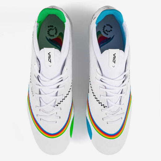 Decathlon (DECATHLON) football shoes men's long spikes knitted mid-top training autumn Frisbee wear-resistant IVO2 low frame FG model limited rainbow competition shoes 41