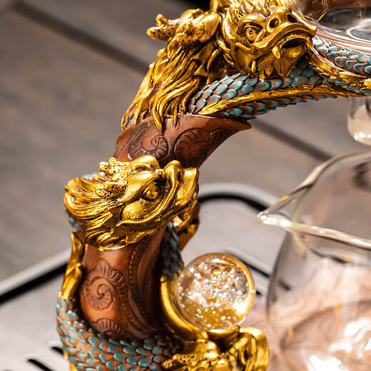 Porcelain brand tea set, Year of the Dragon automatic tea set, complete set of home lazy anti-scalding Kung Fu tea set, office high-end gift tea set, transparent Dragon Roar Nine Heavens automatic tea set without cup 1 piece