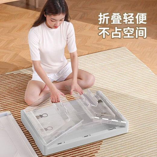 Chenzhi Shangpin folding storage box clothes quilt cover toys books transparent storage box school dormitory wheeled storage box transparent yellow large size