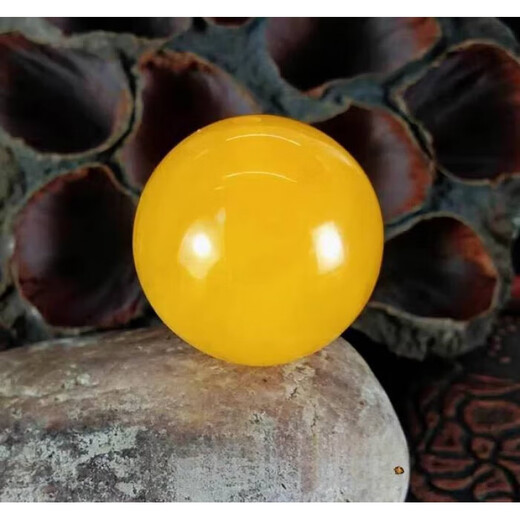 Shantou Lincun DL 1998520 Valentine's Day gift beeswax single beads natural chicken fat yellow amber round beads scattered diameter 8mm 4 pieces