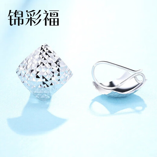 Jincaifu platinum ear hooks for women, square platinum earrings, plain platinum earrings, super shiny fashion earrings, platinum square ear hooks, about 2.4g