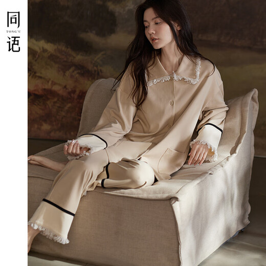 同语（TONGYU）睡衣女莫代尔棉春秋季长袖家居服女士时尚可外穿新款宽松套装 女士M3884 L 165