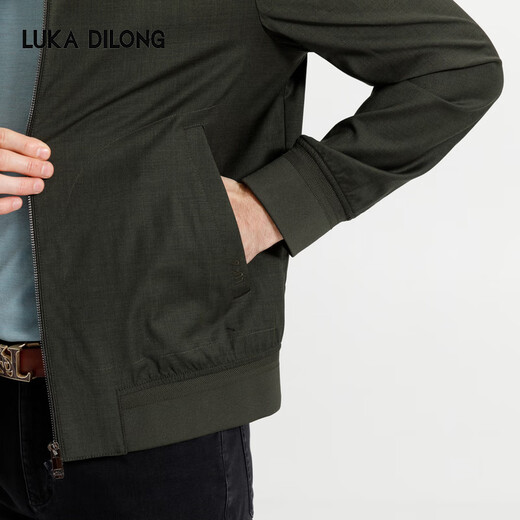 Lucadilong [Smart Constant Temperature] 24 Spring and Summer New Imported Fabric Men's Baseball Collar Casual Wool Jacket Jacket Gray Green 50