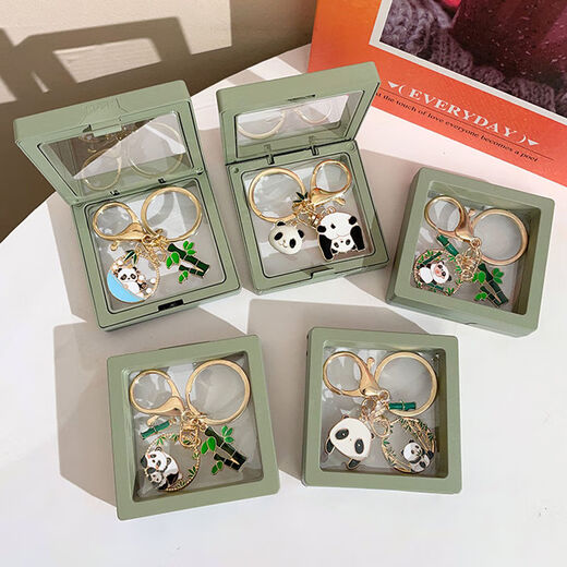 Lindo gigante panda llavero creativo recuerdo de metal regalo dibujos animados de estilo chino accesorios de tesoros nacionales accesorios en caliente 4 piezas (caja de regalo)