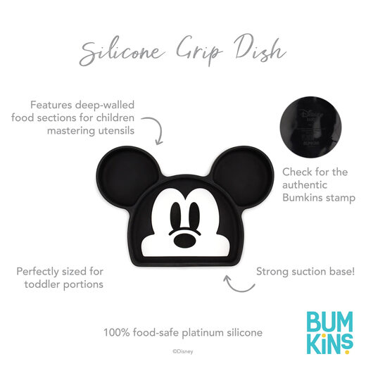 Bumkins Disney 硅胶抓握盘 可用于微波炉洗碗机 米老鼠