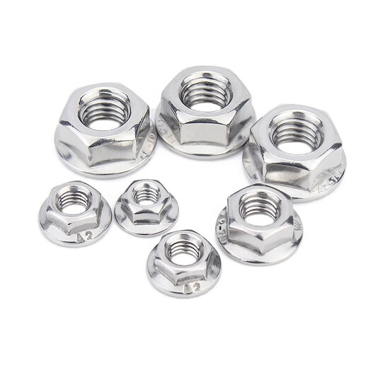 Jinchao 201/304 stainless steel flange nut 316 anti-slip locking cap fine hexagonal counter-tooth padded anti-loosening nut M10 (5 pieces) Dacromet