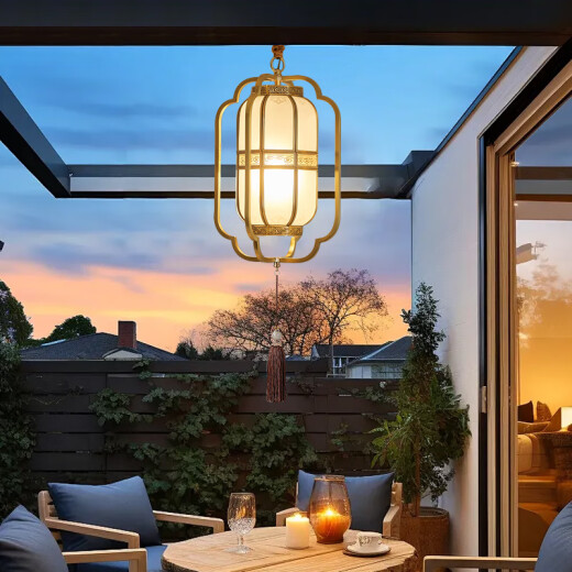 Lámpara Qiao Quantong Nuevo estilo chino al aire libre Puerta de araña al aire libre Balcón Balcón Balcón de Pavilio Ayune de Pavilio de agua al aire libre 695 C-diámetro 3 31 Altura 41-Tres Luz de color
