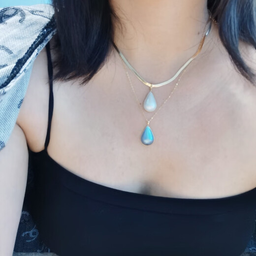 Shengbei natural seawater maple pearl pendant drop-shaped maple K gold simple bag fashionable and elegant 45cm dazzling white can be broken and buckled