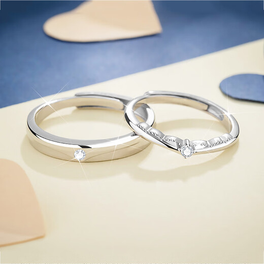 Dirholl PT950 platinum ring for ladies, princess and prince couple’s engagement ring, 520 Valentine’s Day gift for girlfriend, light luxury model-prince and princess ring, can be engraved