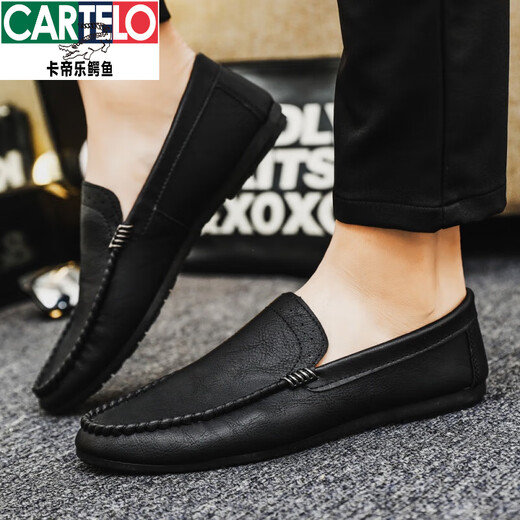 Katile Crocodile Bean Shoes Men's Men's 2025 Новая одиночная обувь весна и летние дышащие тенденции Британская кожаная случайная кроссовка