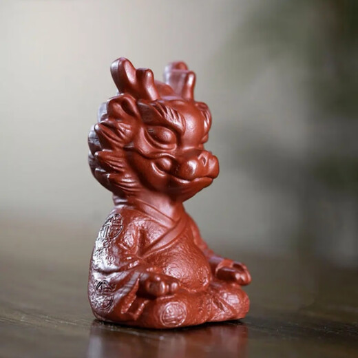 Yixing purple sand fortune dragon tea pet ornaments handmade raw ore Dahongpao toy decoration creative tea ceremony tea set gifts purple sand fortune dragon tea pet