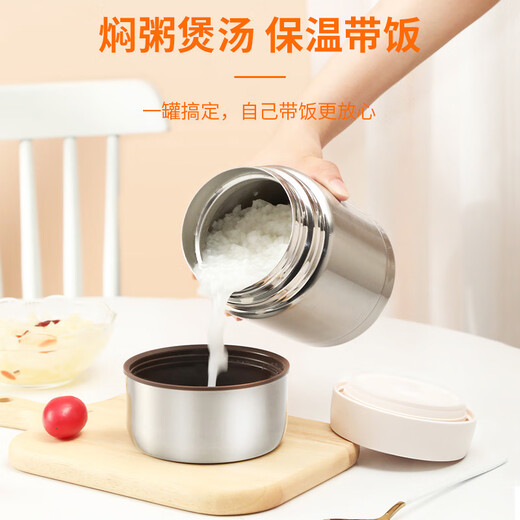 HAERS stew beaker 316 stainless steel 304 insulated lunch box porridge pot simmering kettle for male and female students with rice insulated bucket lunch box steel color-316 seamless liner + handbag 600ml