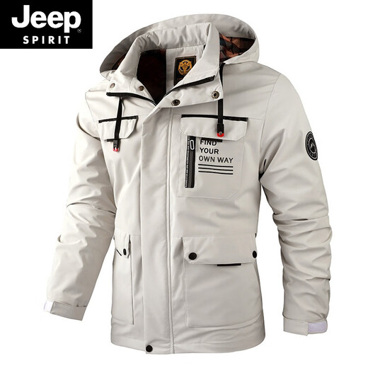 JEEP SPIRIT casual jacket parka coat hooded charge. Men's new hooded outdoor men's wear classic 28 gray blue 5XL