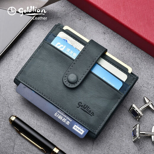 Jinlilai authentine en cuir bagage permis de conduire de conducteur portefeuille mince masculin multi-carte 2023 Nouvelle carte clip de carte Blue Grey