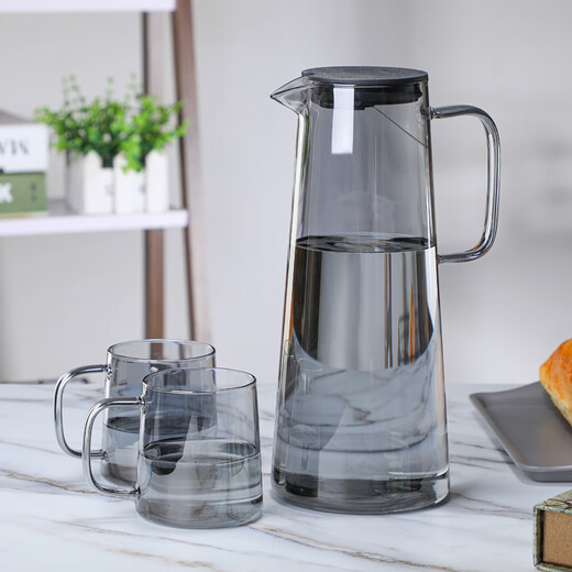 MULTIPOTENT high borosilicate glass cold kettle set teapot household water cup smoke gray light luxury pot one pot four cups including tray