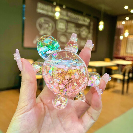 Luminous quicksand turtle ornaments pair cute simulation animal doll desktop ornaments toys for girls 5.6cm quicksand turtle pink