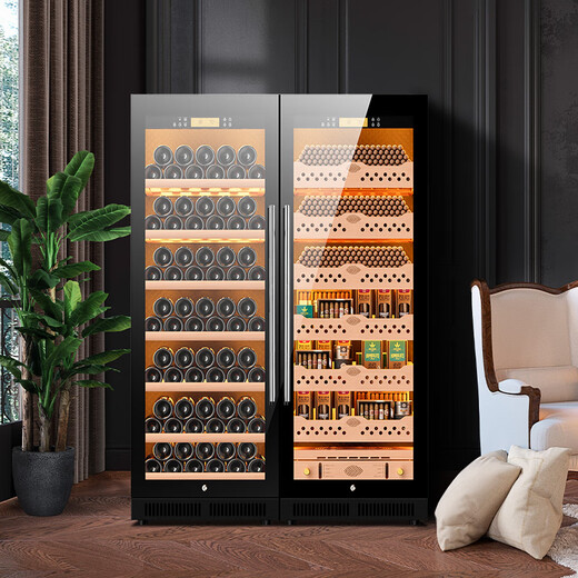 CIGARLOONG CL-120C1 Intelligent Constant Temperature and Humidity Cigar Cabinet Constant Temperature Red Wine Cabinet Negative Ion Ammonia Purifier WiFi Remote IoT Frequency Control Large Capacity Double Door Cigar and Red Wine Double Cabinet Wood Grain Red Cedar Wood Cigar and Red Wine Style WiFi + Purification Ammonia + Constant Temperature and Humidity