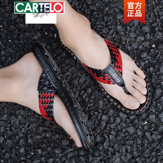 
CARTELO leather flip-flops for men summer outdoor trendy foot clip sandals sandals wear non-slip 2025 new slippers for men 16886-yellow 38 sports shoes size
