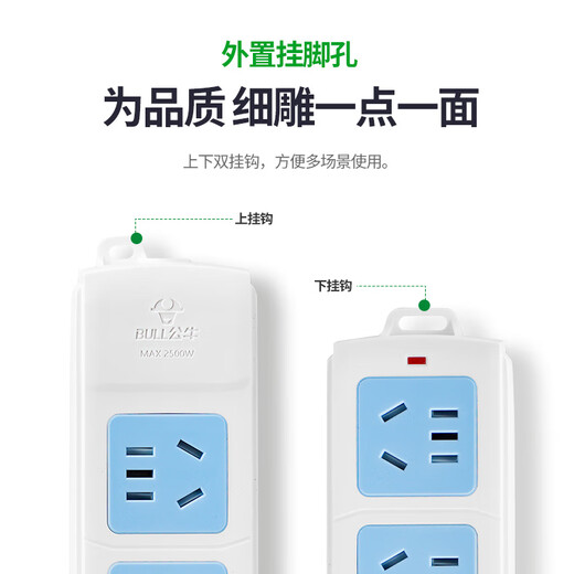 公牛（BULL）公牛无线插座多功能用多孔不带线拖线板家用弱电箱插排宿舍接线板 2插位-无开关-A02【自接线】