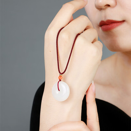 Colorful Yunnan Hotan Jade Peace Buckle Pendant White Jade Green White Jade Pendant Men and Women Couple Jade Pendant Jade Pendant Necklace Holiday Gift