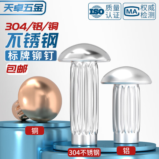 Tianzhuo Hardware GB827 stainless steel 304 sign rivets aluminum knurled nameplate copper trademark solid rivets M2M2.5M3M4M5mm M4*6 50 pieces copper