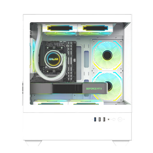 影驰魅影MINI海景房游戏电脑机箱白色（无立柱全视版/三面快拆/支持M-ATX/显卡限长350mm）