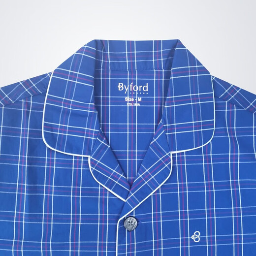 Byford Herren Pyjamas Anzug Einkaufszentrum Einkaufszentrum Gleicher Stil gewebter Baumwollklassiker kariertes Sommer kurzärmelige Hose Pyjamas Herren MW6624S MW6624S Home Clothing Anzug S S