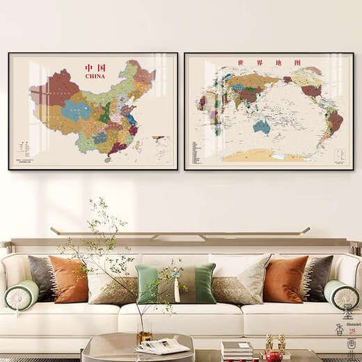 初构想客厅装饰画沙发背景墙中国世界地图办公室挂画各省份地图书房卧室 江苏省 150100cm横版尊贵黑框时尚百搭