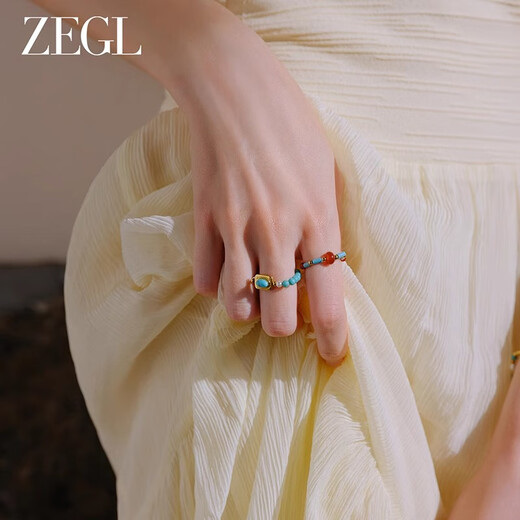 ZEGL dopamine turquoise ring for women, high-end light luxury, blue island series, women's light luxury, birthday gift for best friend