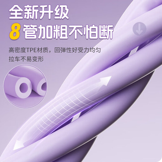 XTEP pedal tensioner, elastic rope, fitness equipment, sit-up assistant, pedal crunch, home Pilates exercise, light purple, upgraded 8 tubes, super elastic