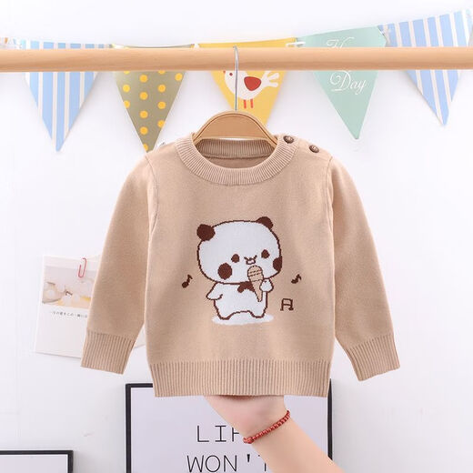 
Tongtang baby pullover sweater autumn and winter double-layer thickened cotton sweater for men and women children's children's round neck children's base shirt 7372 super thick integrated velvet Korean striped sweater blue 90 suitable for height 90-100CM2-3 years old