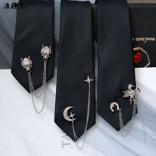 
Muquer high-end atmospheric tie tie [Lin Yuejun] pendant hanging chain tie without knotting black jk uniform trendy little magpie (pendant tie)